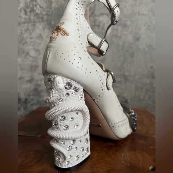 Gucci Pumps iconic booties leather heels western unique shoes buckle detail - Picture 13 of 16